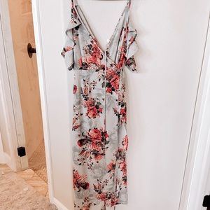 Floral Wrap Midi Dress